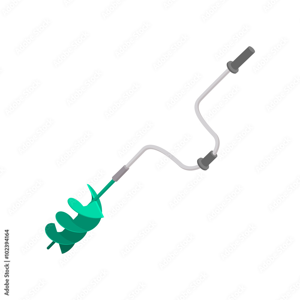 Hand fishing ice drill cartoon icon Hand fishing ice drill cartoon icon