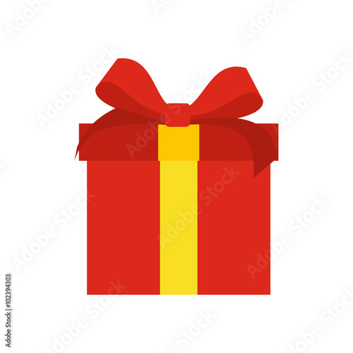Red flat present box icon