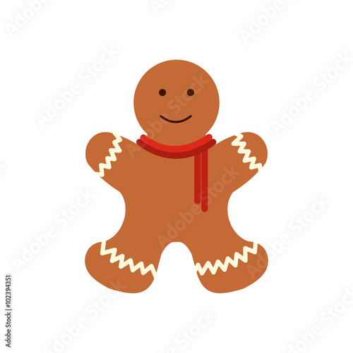 Christmas gingerbread man flat icon 