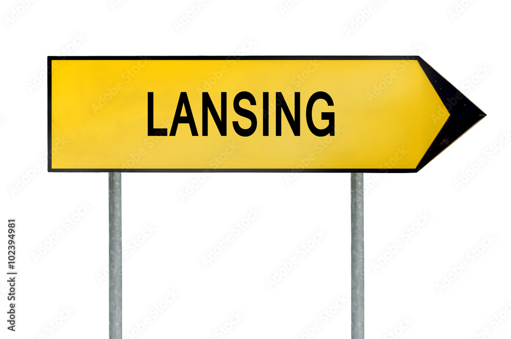 Yellow street concept sign Lansing isolated on white Yellow street concept sign Lansing isolated on white
