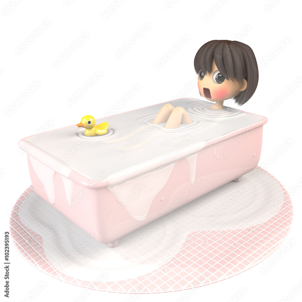 入浴する赤面した女性 Stock Illustration Adobe Stock