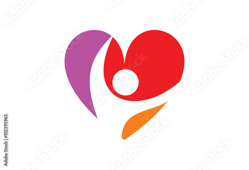 Love person read heart beat shape logo