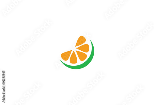 Lemon citrus slice flat icon logo
