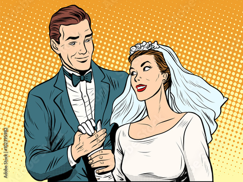 Fototapeta Wedding betrothal engagement groom bride love