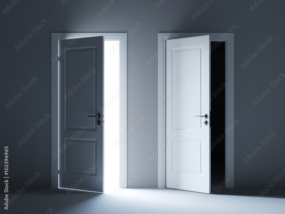 Opened light and dark way doors Opened light and dark way doors