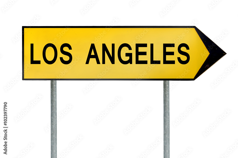 Yellow street concept sign Los Angeles isolated on white Yellow street concept sign Los Angeles isolated on white