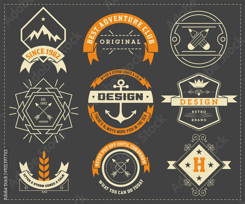 vintage logo template, Hotel, Restaurant, Business Identity set.