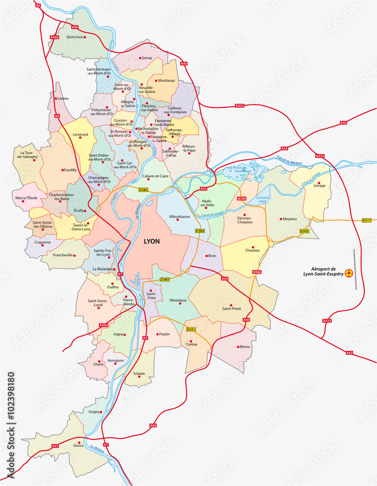 metropolitan area lyon map