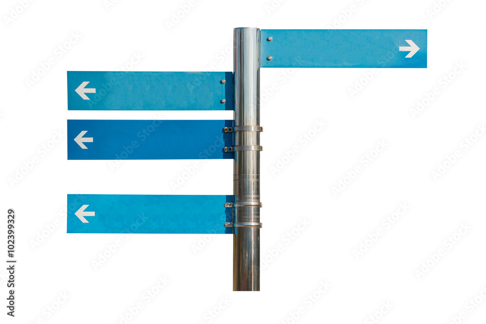 Obraz premium Blank direction blue signpost.