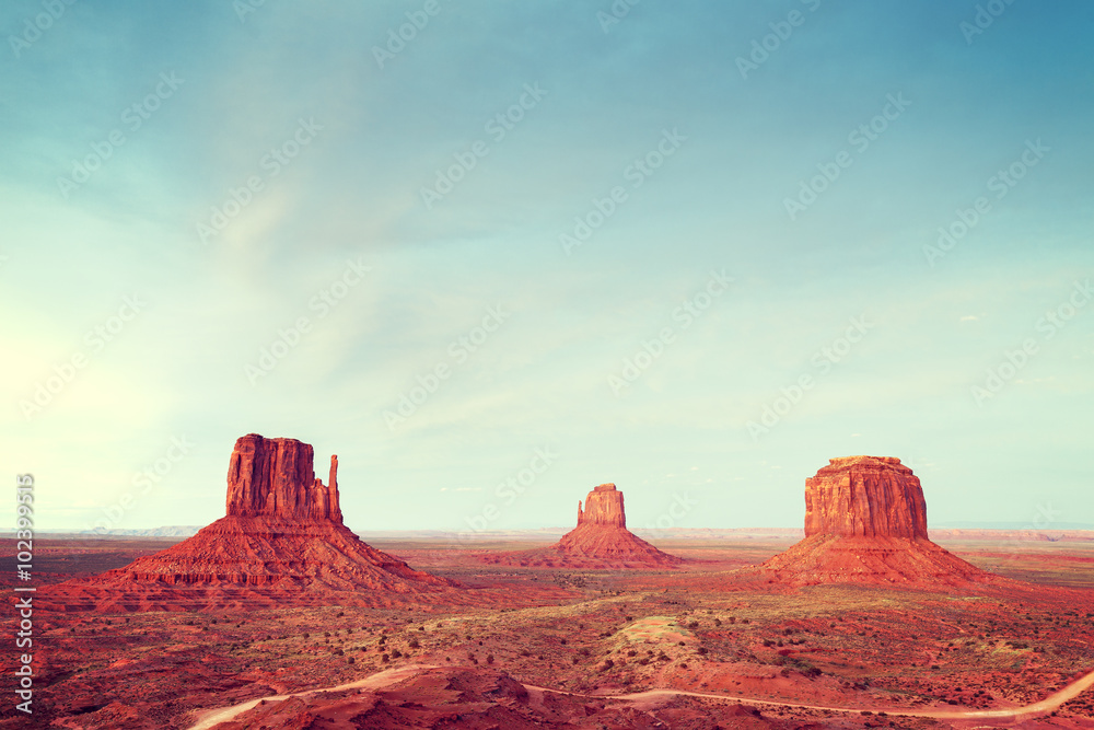 Retro toned Monument Valley at sunset, USA Retro toned Monument Valley at sunset, USA
