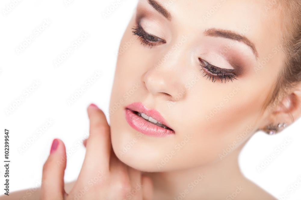 Obraz premium Beauty Girl. Portrait of Beautiful Young Woman. Fresh Clean Skin