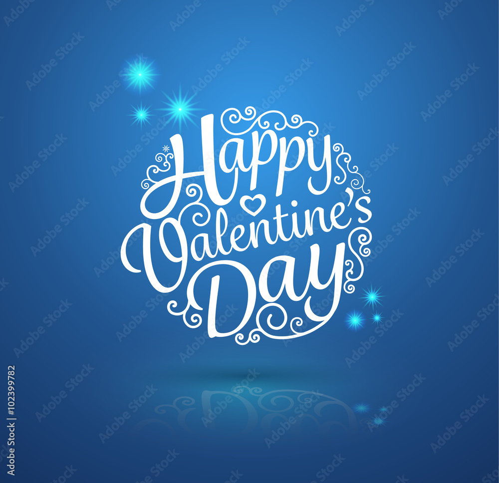 Happy Valentine's Day, lettering Greeting Card design circle text frame on shadows.Vector illustration.
