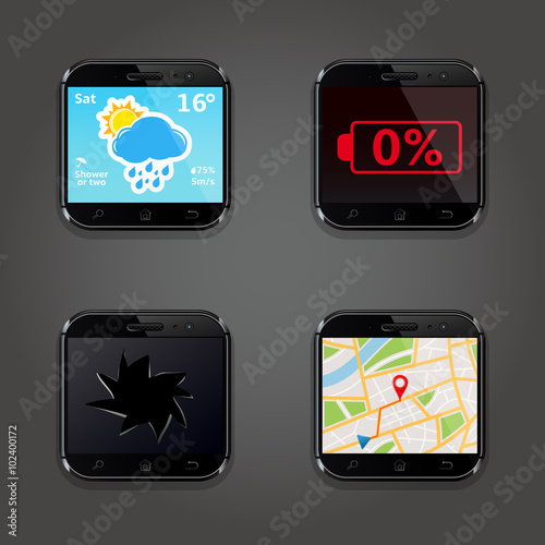 Set of app vector icons in smartphone style