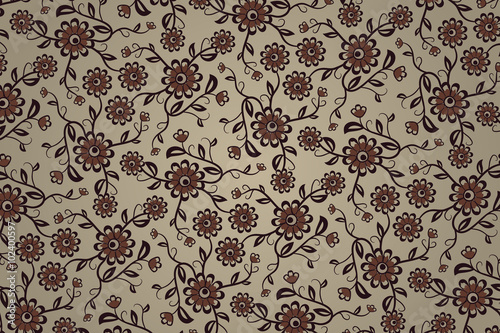 Seamless floral pattern in shades of brown