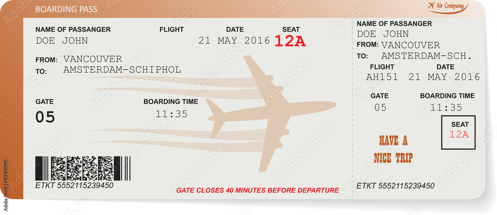 Pattern of airline boarding pass ticket Stock Vector | Adobe Stock