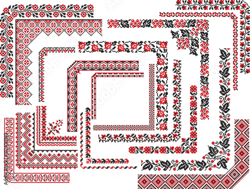 Set of Corner Patterns for Embroidery Stitch