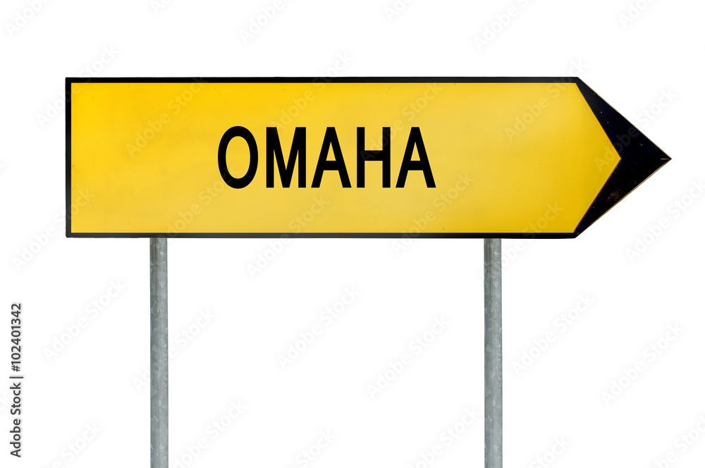 Yellow street concept sign Omaha isolated on white Yellow street concept sign Omaha isolated on white