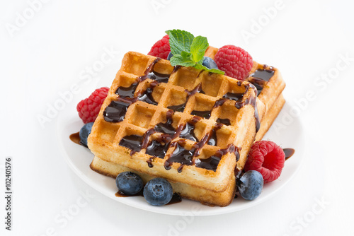 traditional sweet waffles on white table