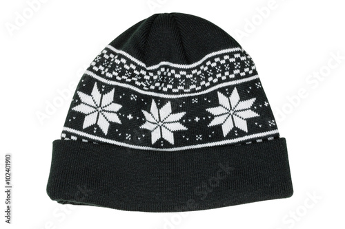 Black wool beanie hat cap perfect for winter weather.