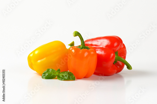 three ripe bell peppers