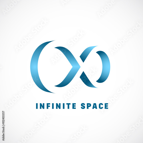 Negative Space Abstract Vector Infinity Sign, Symbol or Logo Template with Gradient.