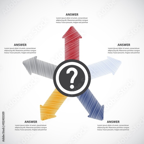 Question Mark with Answers / Decision Making - Vector arrows Infographic template