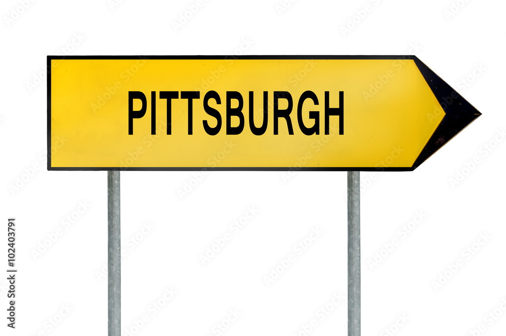 Yellow street concept sign Pittsburgh isolated on white