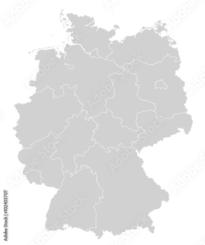 Karte von Deutschland - Grau (einzeln)