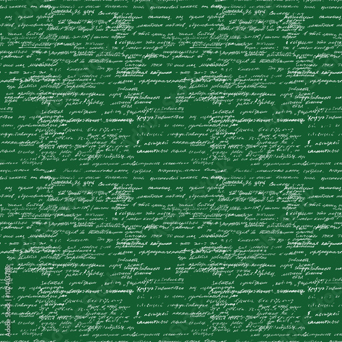 Seamless pattern of mathematical operation and equation, endless arithmetic pattern on seamless green chalk boards. Handwritten calculations. Geometry, math, physics, electronic engineering subjects.