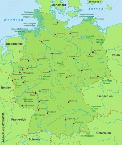 Fototapeta Naklejka Na Ścianę i Meble -  Karte von Deutschland - Naturschutz