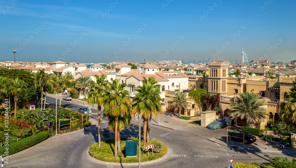 Obraz premium Domy na wyspie Jumeirah Palm w Dubaju, ZEA