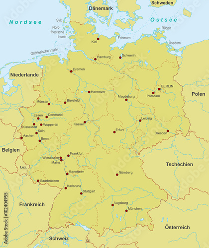 Karte von Deutschland - St  dte  detailliert 