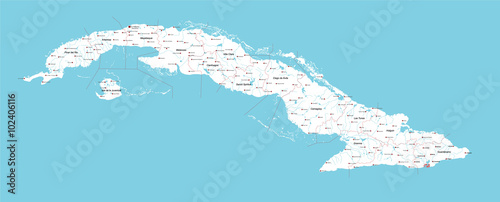 A large and detailed map of Cuba with all provinces and main cities.