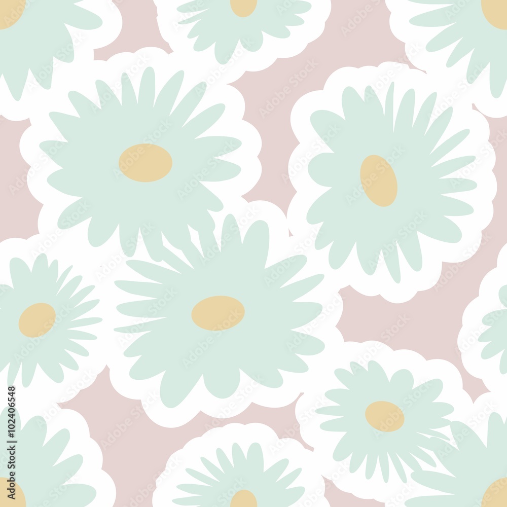  flowers abstract seamless pattern