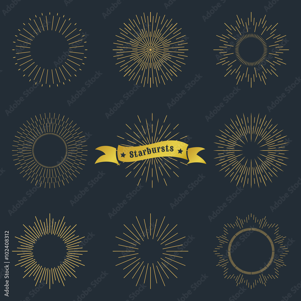 Fototapeta premium Set of vintage sunburst.