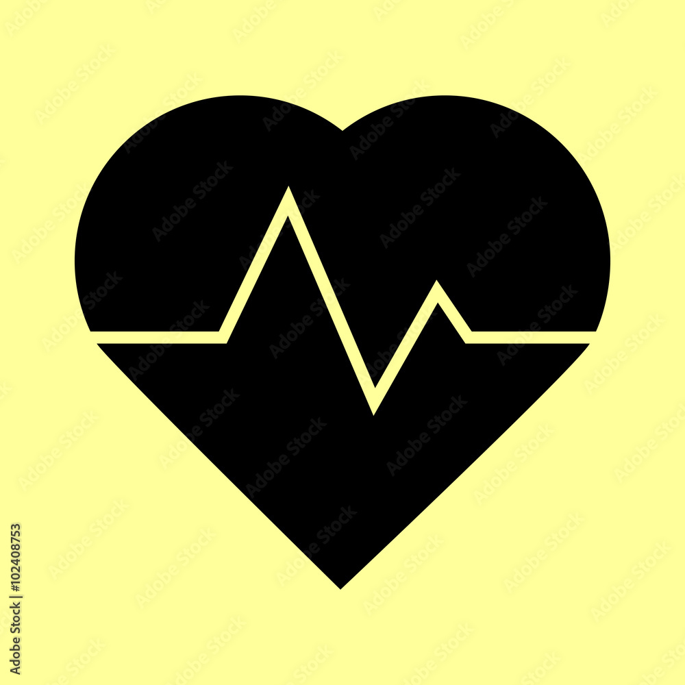 Heartbeat sign. Flat style icon