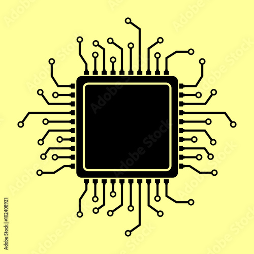 CPU Microprocessor. Flat style chip icon photo
