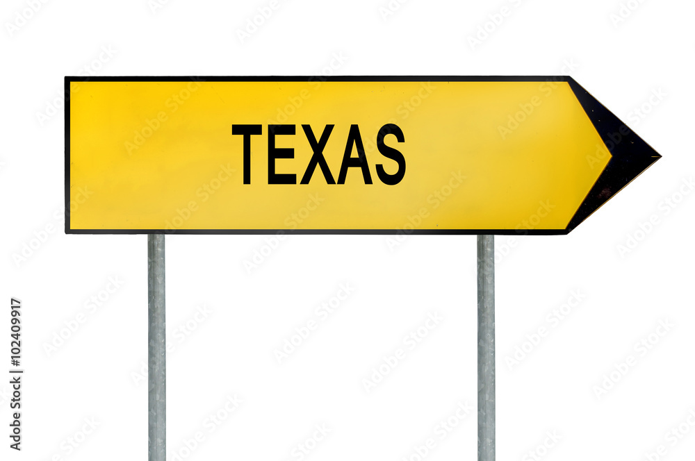 Yellow street concept sign Texas isolated on white Yellow street concept sign Texas isolated on white