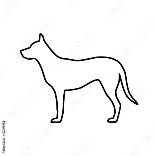 Vector image of an outline dog silhouette