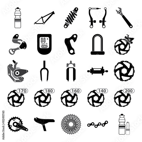 illustration of icon set bike components