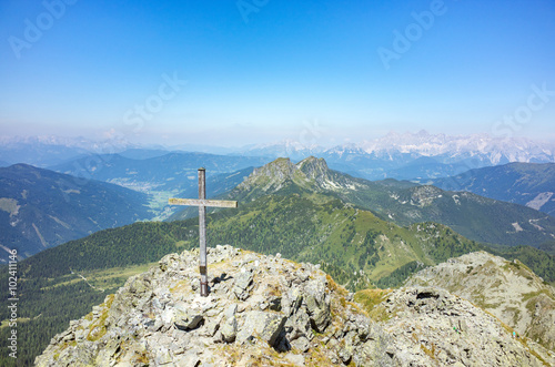Fototapeta Naklejka Na Ścianę i Meble -  Cross on the top of the peak