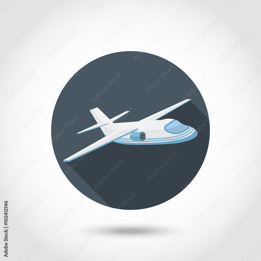 Flat modern style design blue Aircraft or Airplane Icon.With long shadow isolated on a circle Flat modern style design blue Aircraft or Airplane Icon.With long shadow isolated on a circle