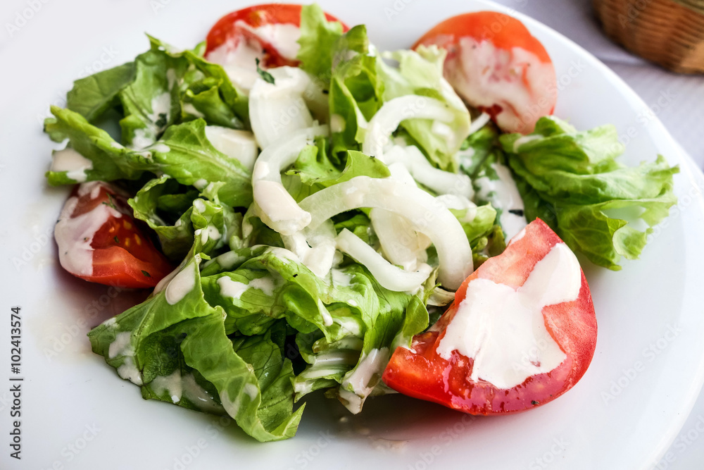 Fresh salad - Delicious fresh salad with tomatoes Fresh salad - Delicious fresh salad with tomatoes