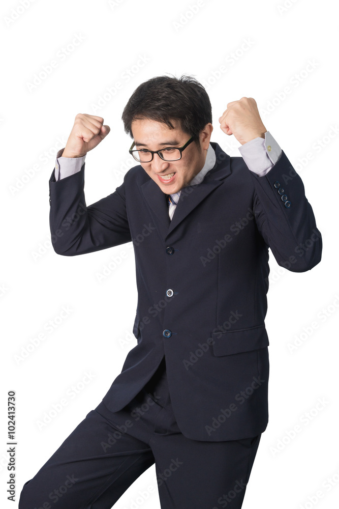 Successful happy businessman rejoicing raising his face to the s Successful happy businessman rejoicing raising his face to the s
