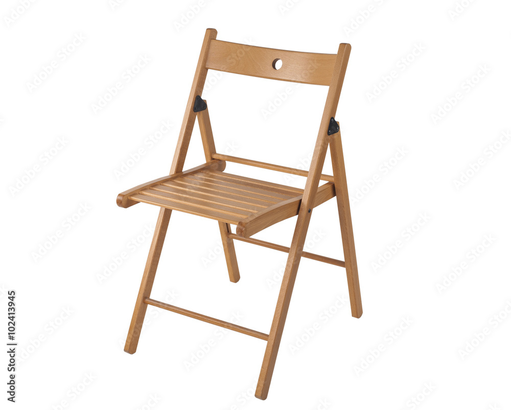 folding wooden chair isolated on white background