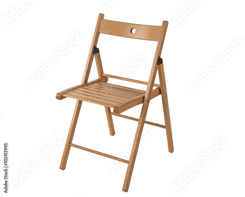 folding wooden chair isolated on white background