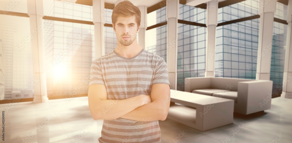 Composite image of portrait of businessman with arms crossed Composite image of portrait of businessman with arms crossed