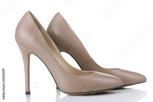 new women's shoes with high heel isolated on white background