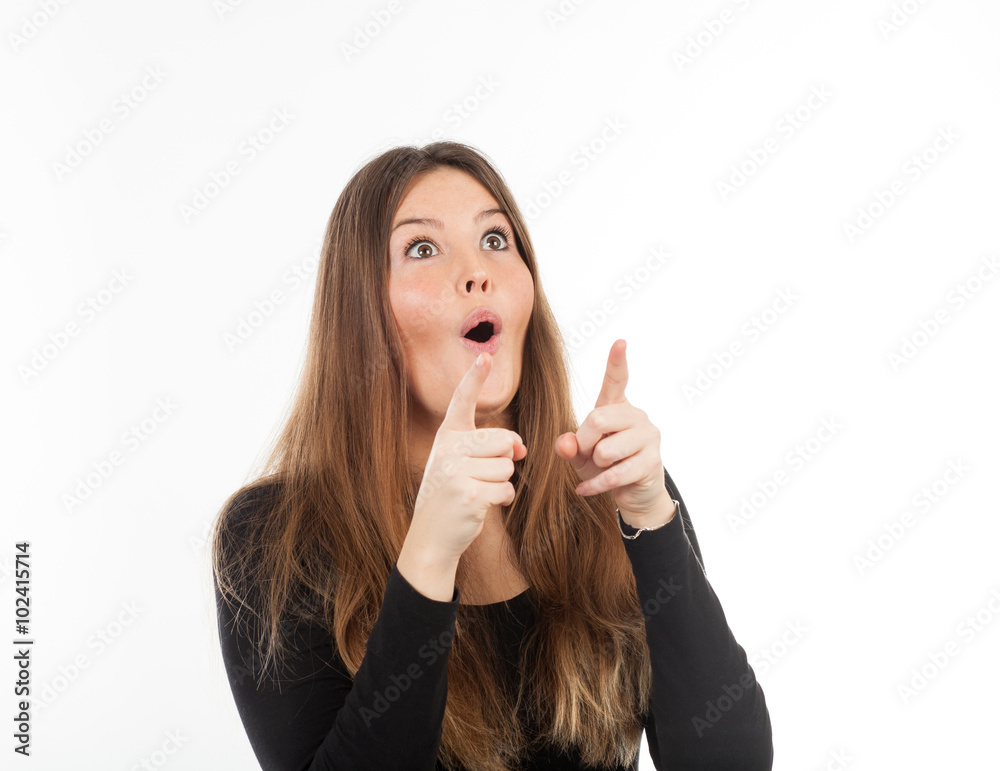 Beautiful young woman showing blank signboard Beautiful young woman showing blank signboard
