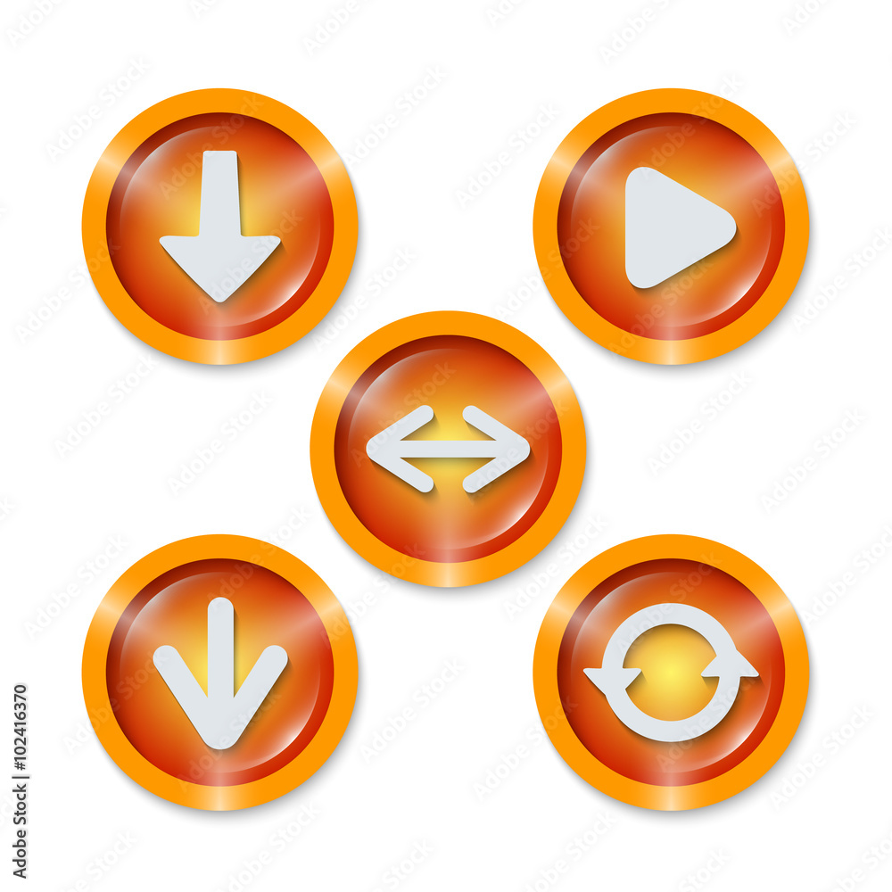 Set of five icons with different arrows Set of five icons with different arrows